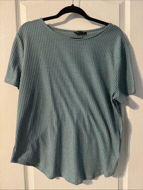 SHEIN Ribbed Short Sleeve Tee in Seafoam